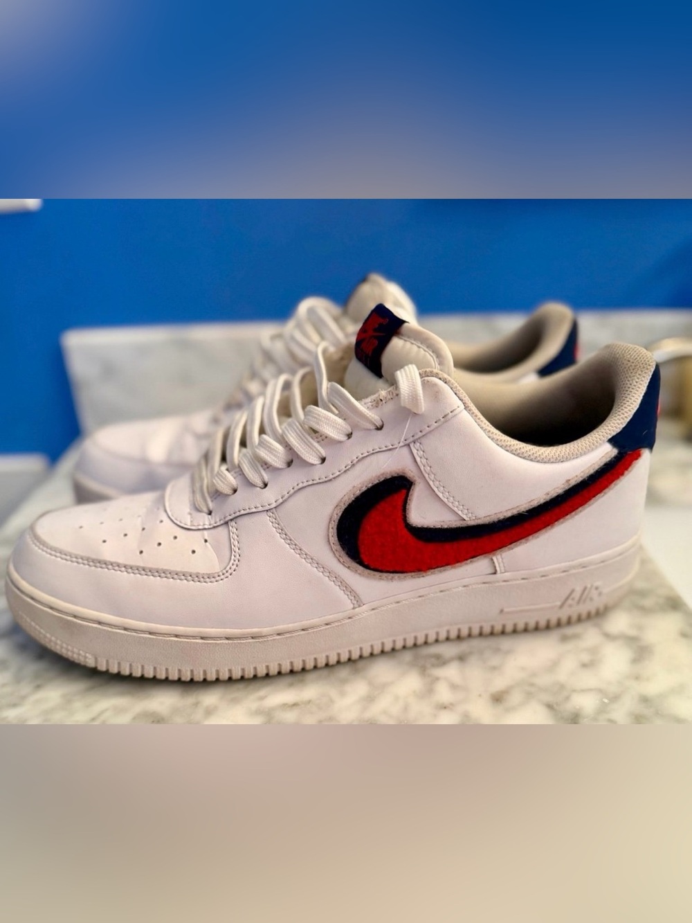 Vtg Y2K Nike Air Force 1 07 LV8 Chenille Swoosh Men's Sneakers Size 11.5